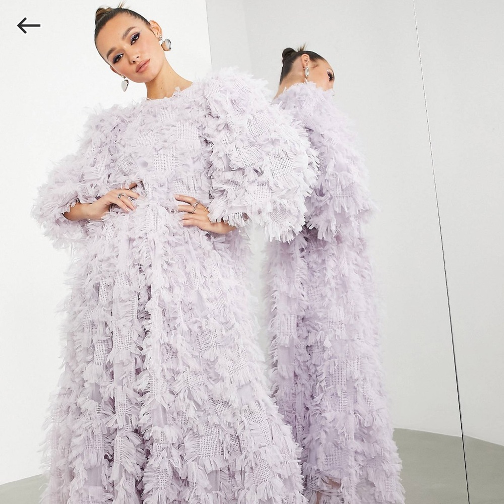 ASOS EDITION oversized midaxi dress in textured mesh in lilac